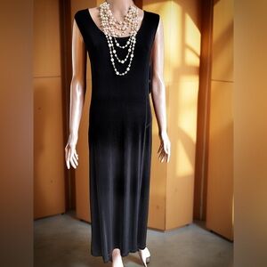 Chicos Travelers Black Maxi Tank Dress  L-XL